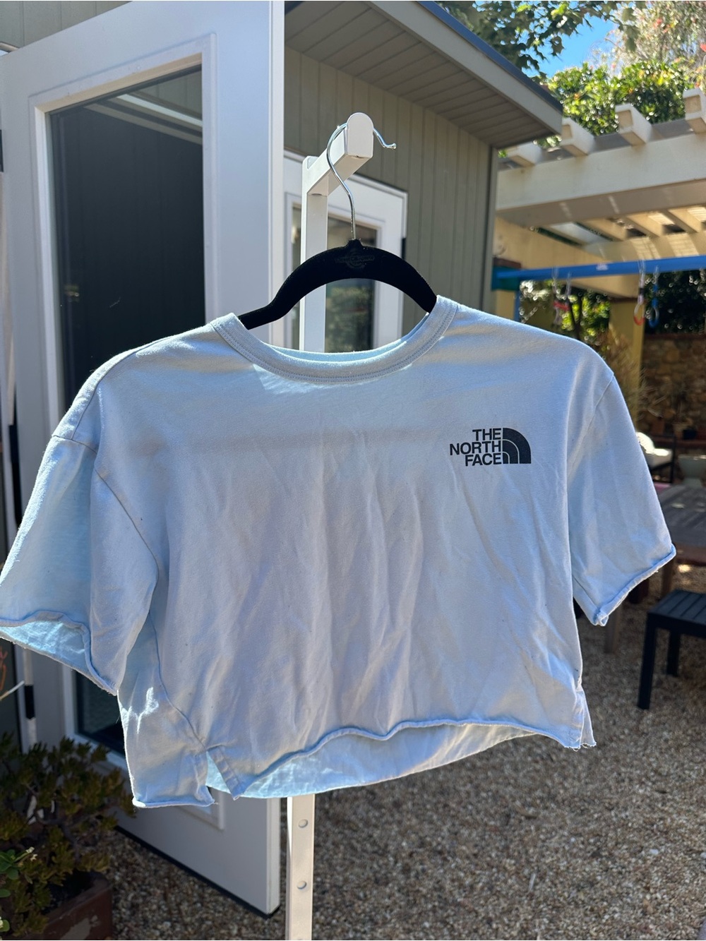 The North Face Pale Blue Women's Cropped Tee with Chest Logo